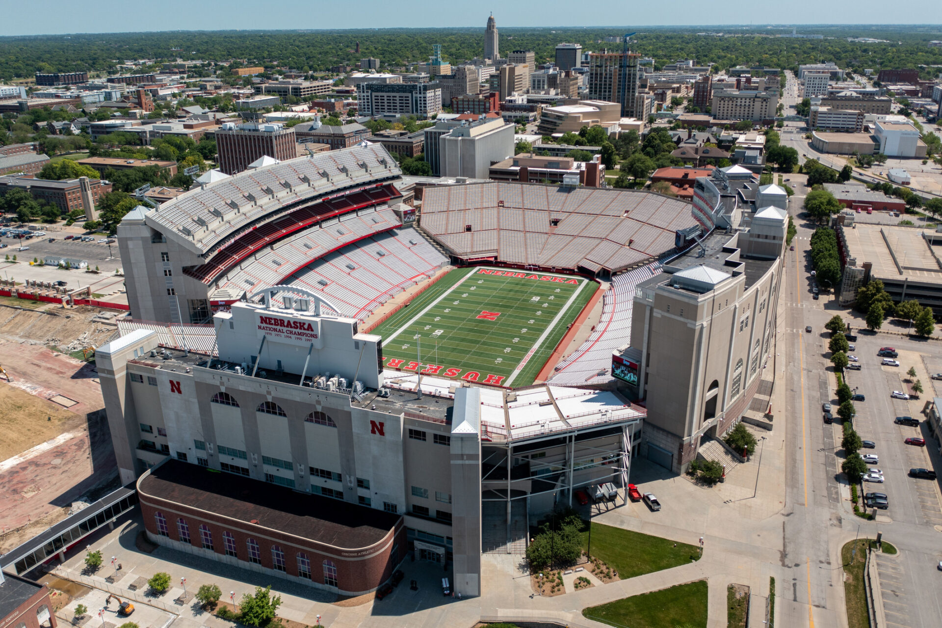 Aerial View of Memorial Stadium in Lincoln, Nebraska