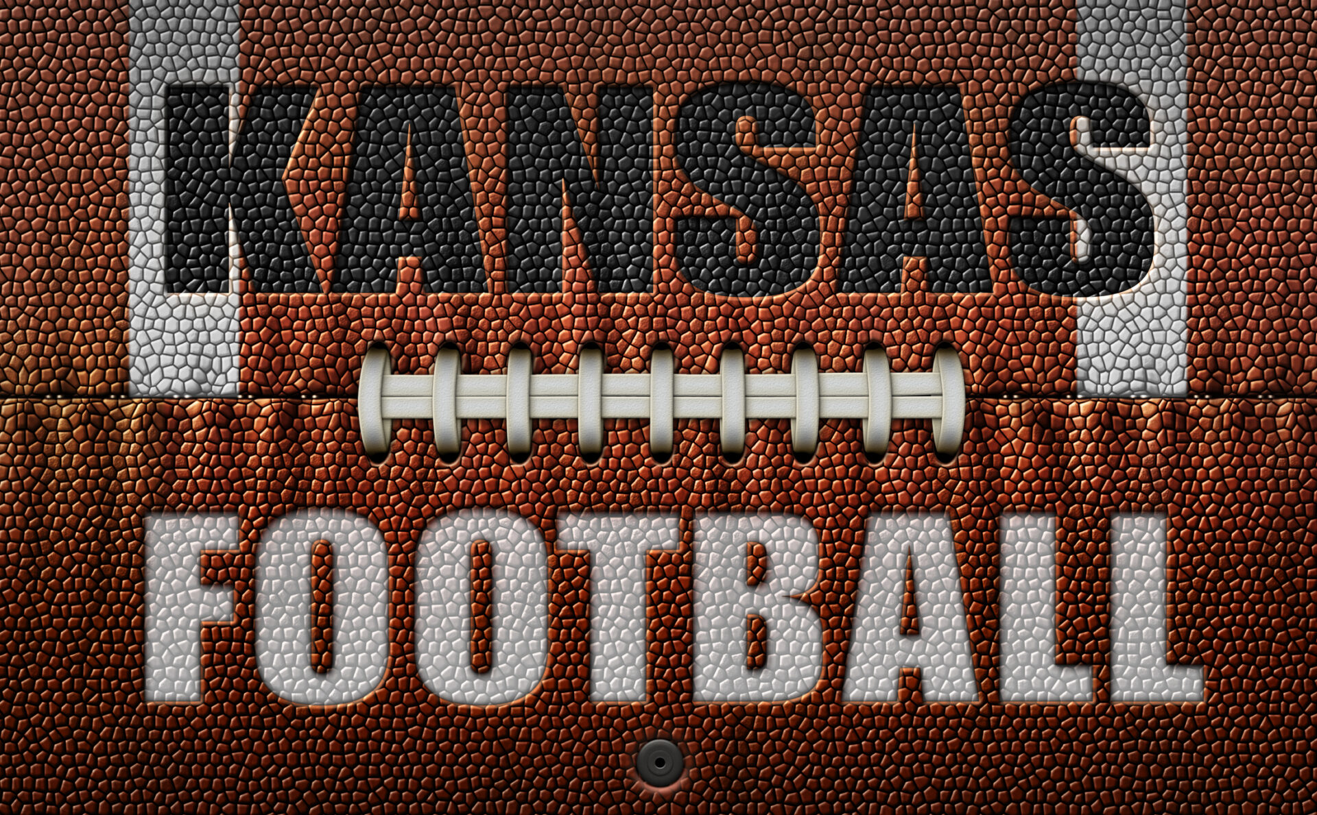 Kansas Football Text on a Flattened Football